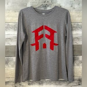Athletic Works Gray Long Sleeve Tee with Red Design